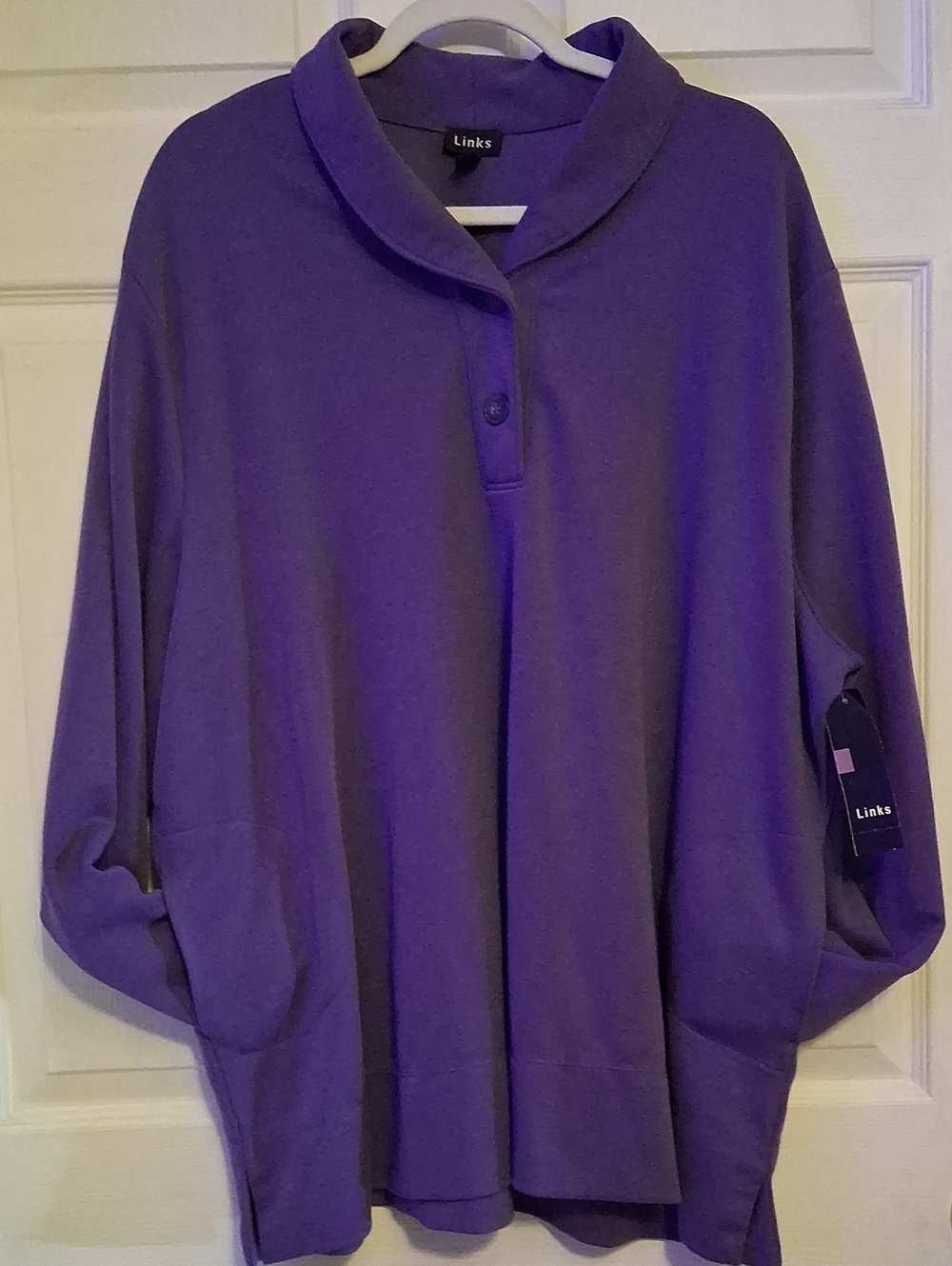 Link Oversized Purple Collared Pullover Sweatshirt